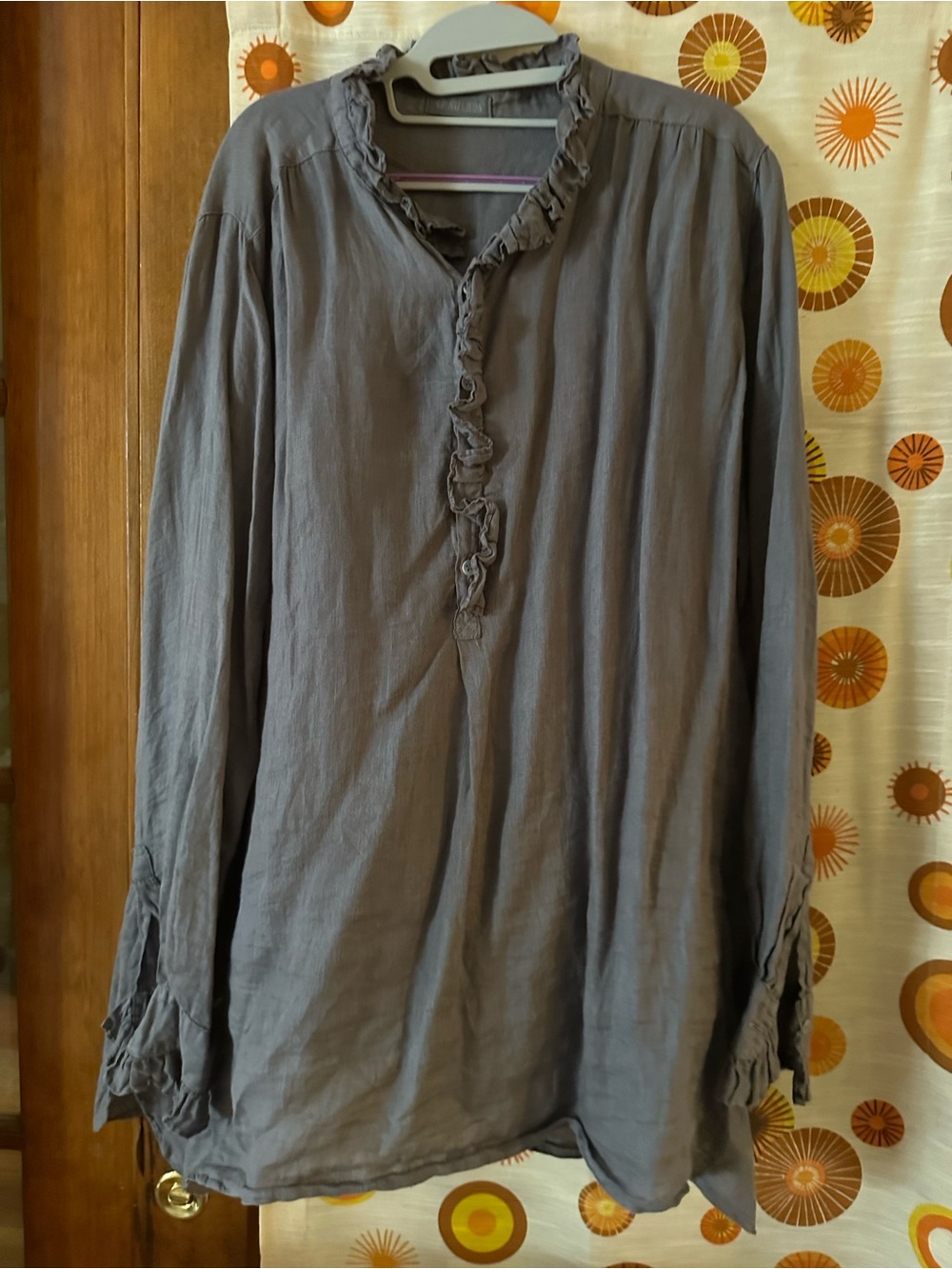CP Shades Gray Ruffle Henley Tunic